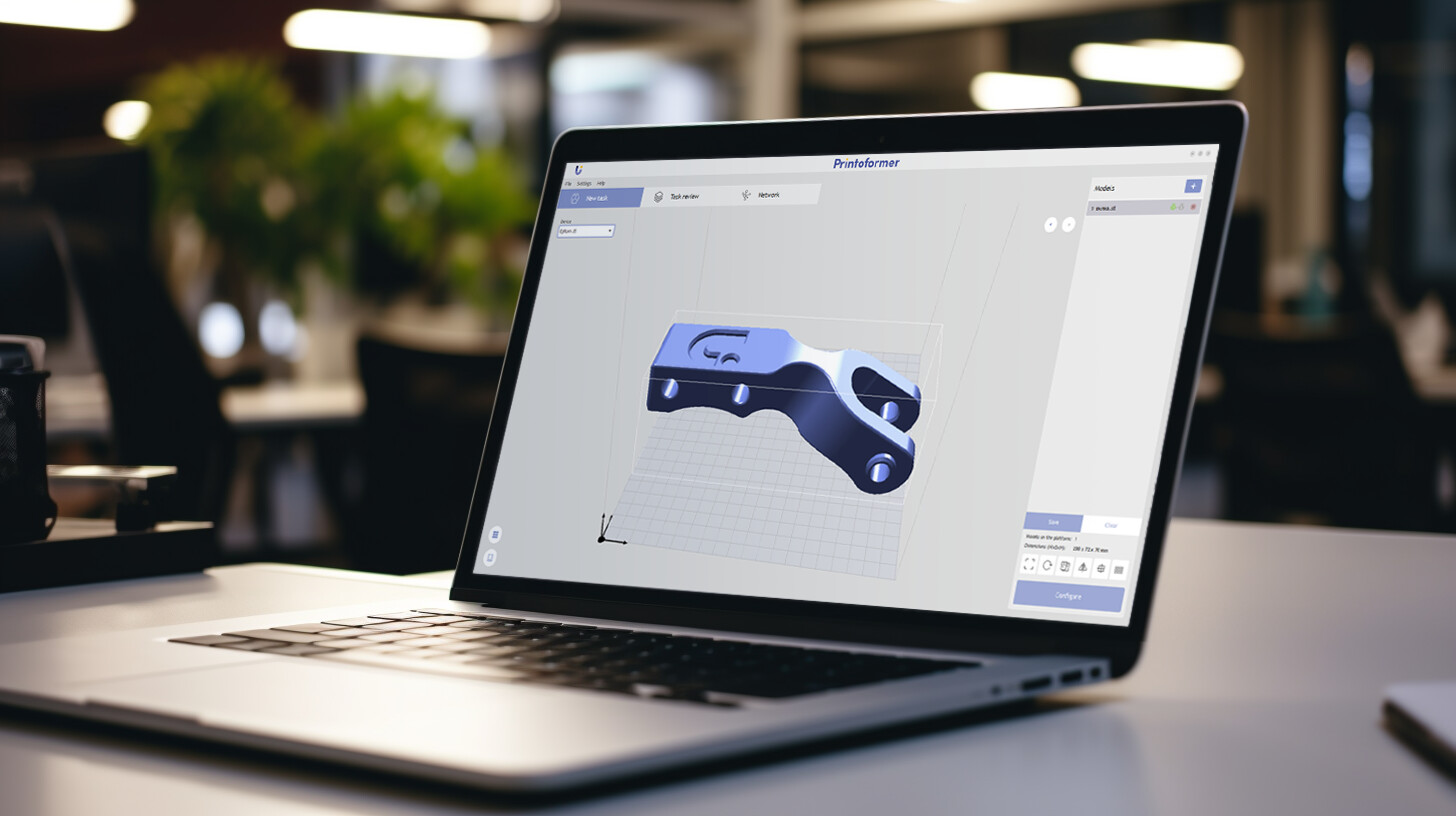 Printoformer slicer interface on a laptop
