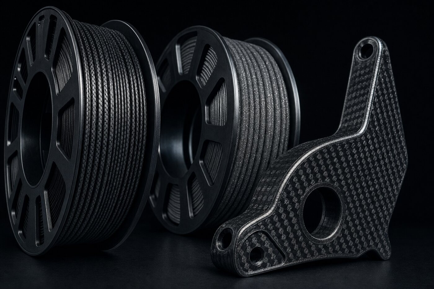 Carbon-fibre composite filament spools and printed part