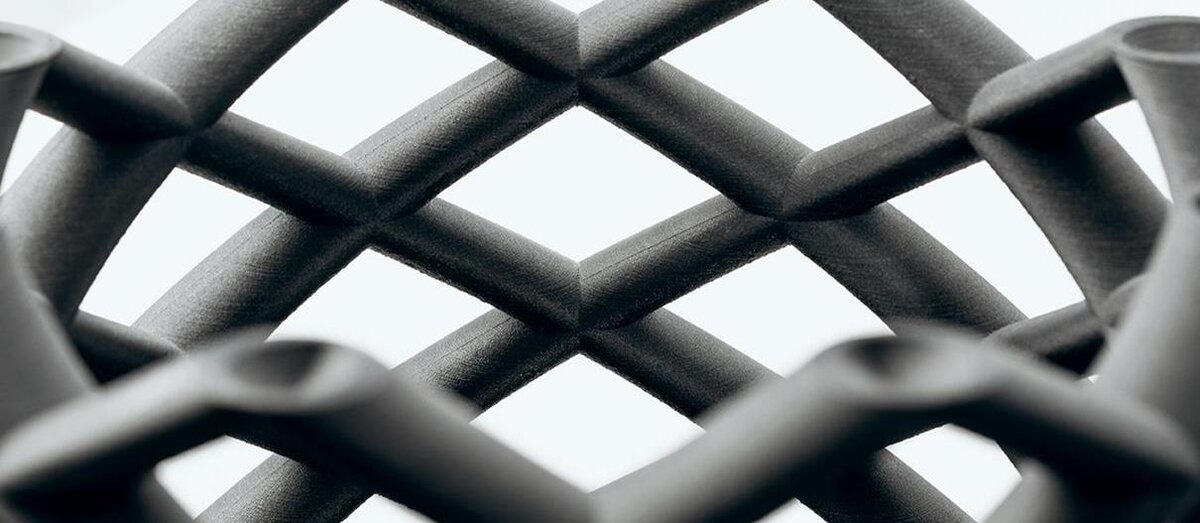 Complex 3D printed lattice geometry showcasing material capability